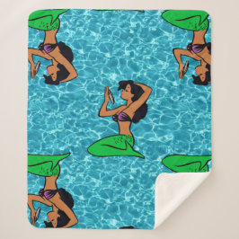 afro latina mermaid sea zee sherpa deken