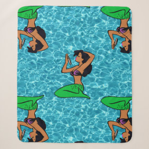 afro latina mermaid sea zee sherpa deken