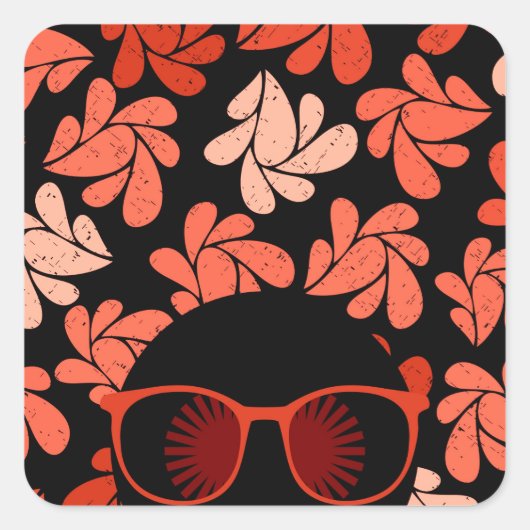 Afro Liefde Koraalrood Kussen Vierkante Sticker (Voorkant)