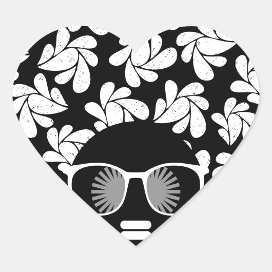 Afro Liefde Zwart & Wit Hart Sticker (Voorkant)