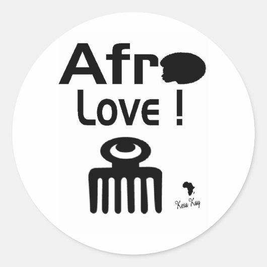 Afro Love met DUAFE Ronde Sticker (Voorkant)