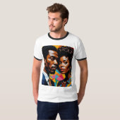 Afro Love Retro Power Couple T-shirt (Voorkant volledig)