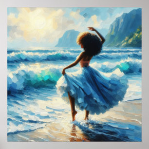 Afro loven godin goddelijke schoonheid olieverfsch poster