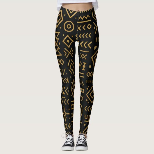 Afro-Luxe Gold Tribal Leggings (Voorkant)