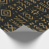 Afro Luxe Zwart & Goud Tribal Wrapping Paper Cadeaupapier (Hoek)