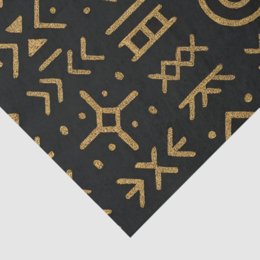 Afro Luxe Zwart & Goud Tribal Wrapping Paper Tissuepapier (Detail)