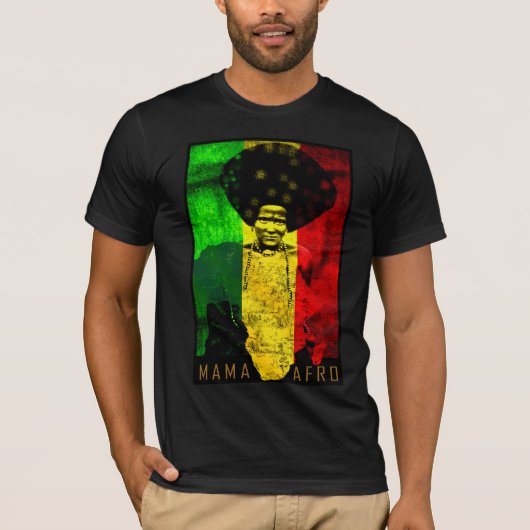 Afro - Mama Afro Africa Map Reggae T-shirt (Voorkant)