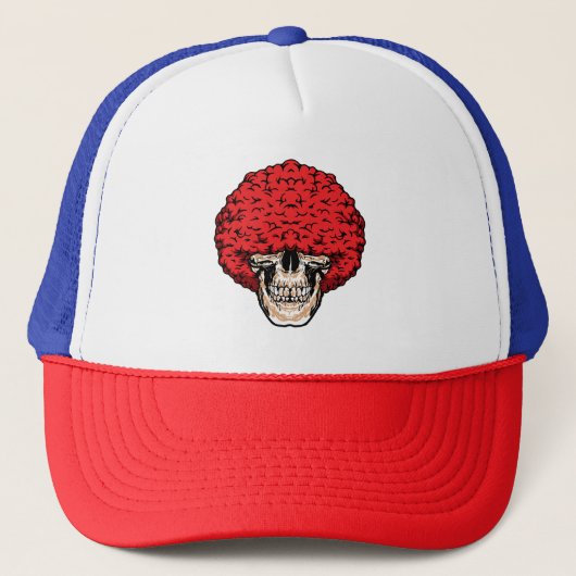 Afro-Mans Schedel: Overvloedig Krullend Rood Haar Trucker Pet (Voorkant)