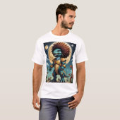Afro Mecha Dinosaur Futuristic Fantasy Sci-Fi T-sh T-shirt (Voorkant volledig)