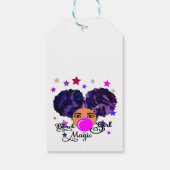 Afro Meisje Afrikaans Amerikaans Blowing Bubble Cadeaulabel (Achterkant)