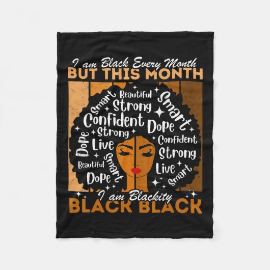 Afro meisje blackity zwart elke maand zwarte gesch fleece deken (Voorkant)