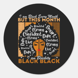 Afro meisje blackity zwart elke maand zwarte gesch ronde sticker
