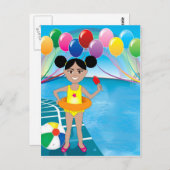 Afro meisje met ijsje briefkaart (Voorkant / Achterkant)