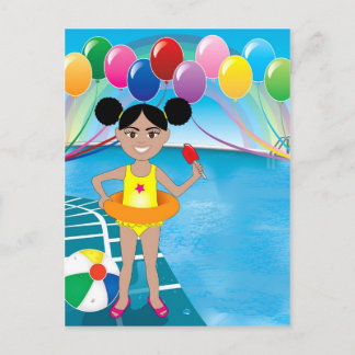Afro meisje met ijsje briefkaart