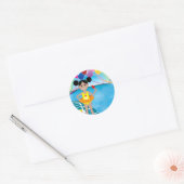 Afro meisje met ijslolly ronde sticker (Envelop)