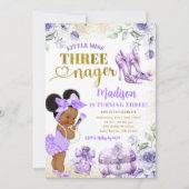 Afro Meisje Paarse Goud Kleine Miss Threenager Par Kaart (Voorkant)