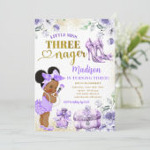 Afro Meisje Paarse Goud Kleine Miss Threenager Par Kaart (Staand voorkant)