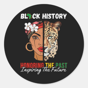 Afro-meisje ter ere van het verleden inspirerende ronde sticker