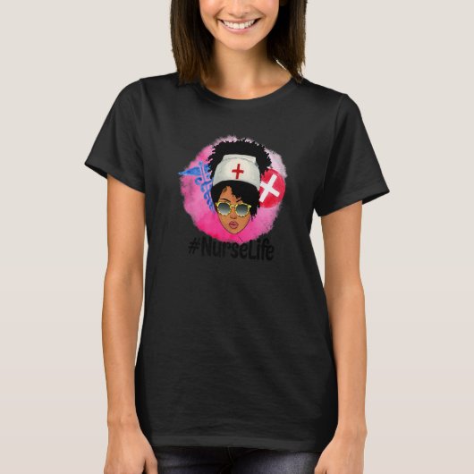 Afro Melanin Queen RN Black T-shirt (Voorkant)