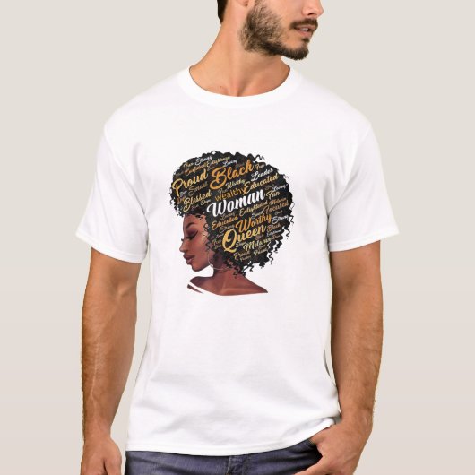 Afro Melanin Queen T-shirt Sterk zwart natuurlijk  (Voorkant)