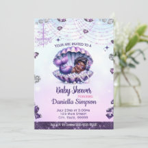 Afro Mermaid Baby shower Invitation