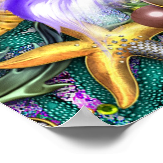 Afro Mermaid Baby shower Welkomstteken Poster (Hoek)