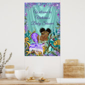 Afro Mermaid Baby shower Welkomstteken Poster (Keuken)