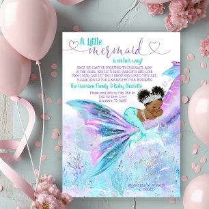 Afro Mermaid Mail Baby shower Kaart