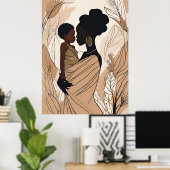 Afro Moeder en Dochter Poster (Thuiskantoor)