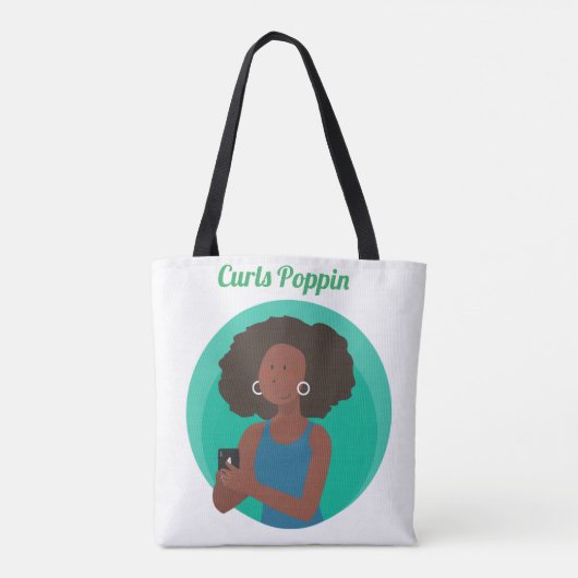 Afro Natural Hair Curls Tote Bag (Achterkant)
