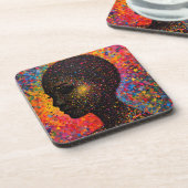 Afro Nebula Whisper – Black History-viering Bier Onderzetter (Linkerzijde)