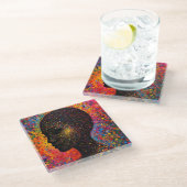 Afro Nebula Whisper – Black History-viering Glazen Onderzetter (Schuin)