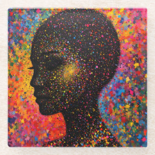 Afro Nebula Whisper – Black History-viering Glazen Onderzetter