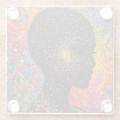 Afro Nebula Whisper – Black History-viering Glazen Onderzetter (Achterkant)