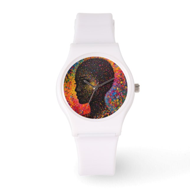 Afro Nebula Whisper – Black History-viering Horloge (Voorkant)