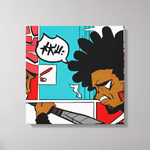 Afro Ninja Abstract #2 Canvas Afdruk