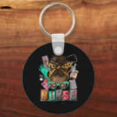 Afro Nurse Life Messy Bun Black African American N Sleutelhanger (Voorkant)