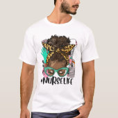Afro Nurse Life Messy Bun T-shirt (Voorkant)