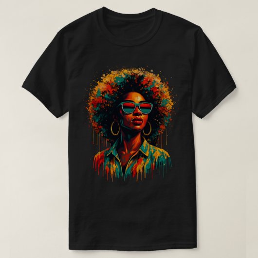 Afro Paint Drip Freedom Kunst T-shirt (Design voorkant)