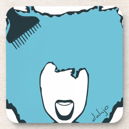 Afro Pick Drankjes Onderzetter (Voorkant)