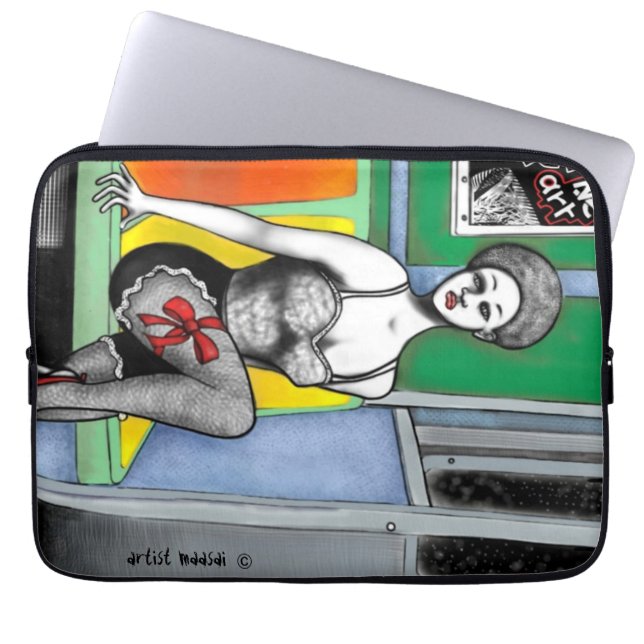 Afro-Pin-Up-laptophoes Laptop Sleeve (Voorkant)
