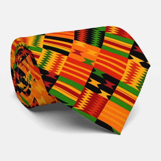 Afro Pop Colorful Kente Design Stropdas (Opgerold)