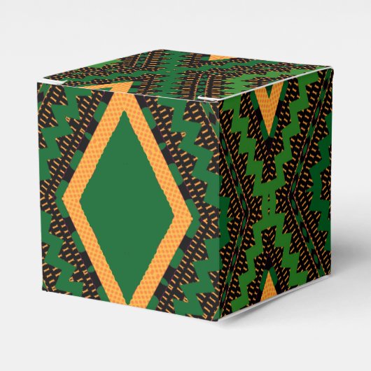 Afro Pop groen zwart en geel modern mudcloth Bedankdoosjes (Voorkant Zijde)
