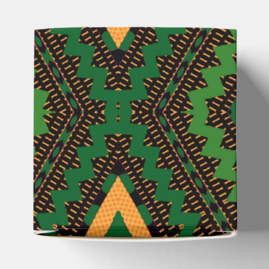 Afro Pop groen zwart en geel modern mudcloth Bedankdoosjes (Bovenkant)