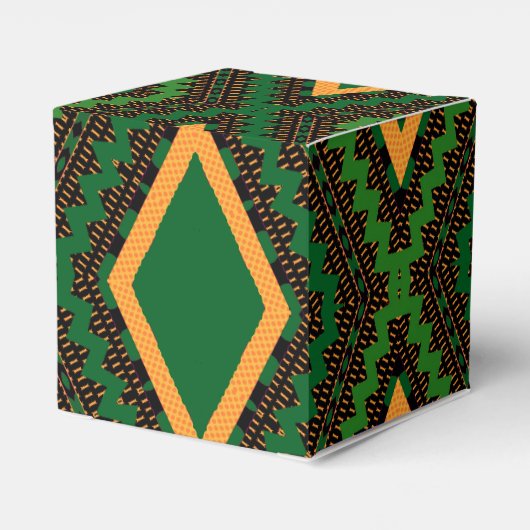 Afro Pop groen zwart en geel modern mudcloth Bedankdoosjes (Achterkant)