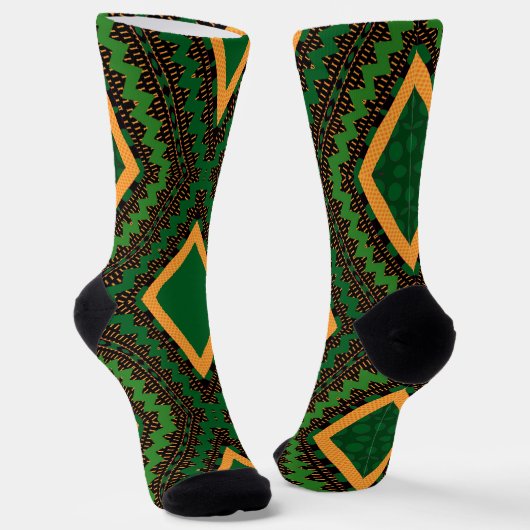 Afro Pop Kente Green Sokken (Gebogen)