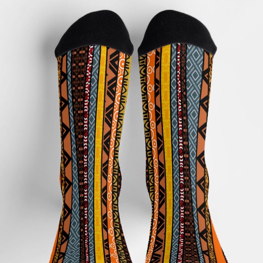Afro Pop Modern Mudcloth Stripes Socks Sokken (Top)