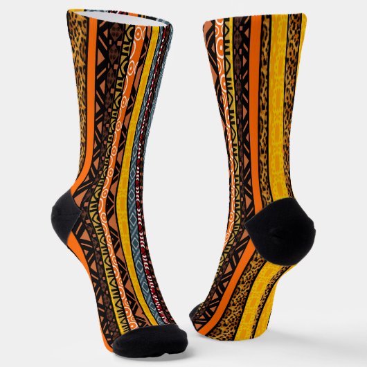 Afro Pop Modern Mudcloth Stripes Socks Sokken (Gebogen)