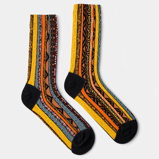 Afro Pop Modern Mudcloth Stripes Socks Sokken (Rechts)