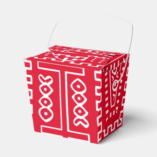 Afro Pop Rood En Wit Modern Muddoekontwerp Bedankdoosjes (Voorkant Zijde)